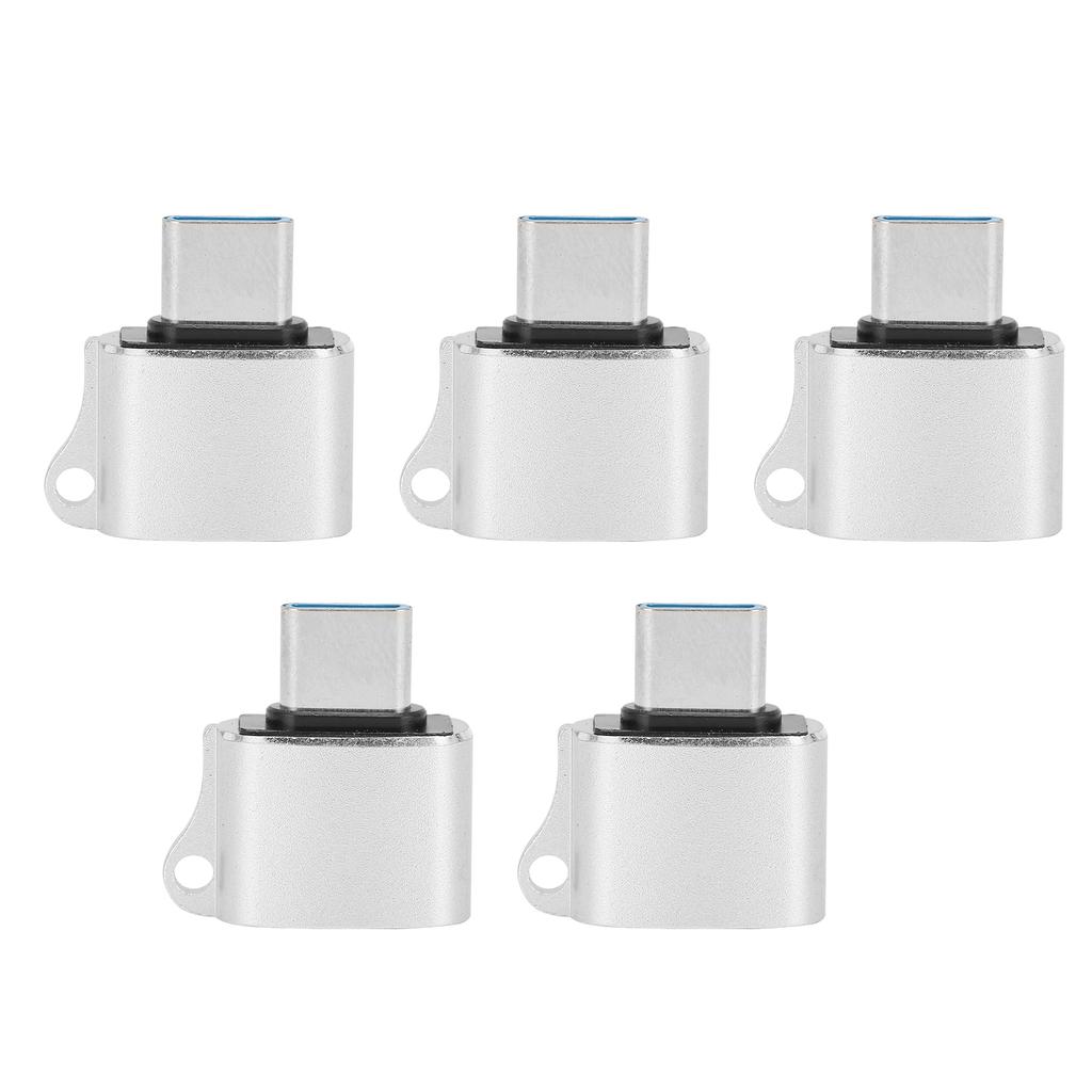 5Pcs TypeC Male to USB2.0 OTG Adapter Portable Data Converter Computer Accessory(Silver )