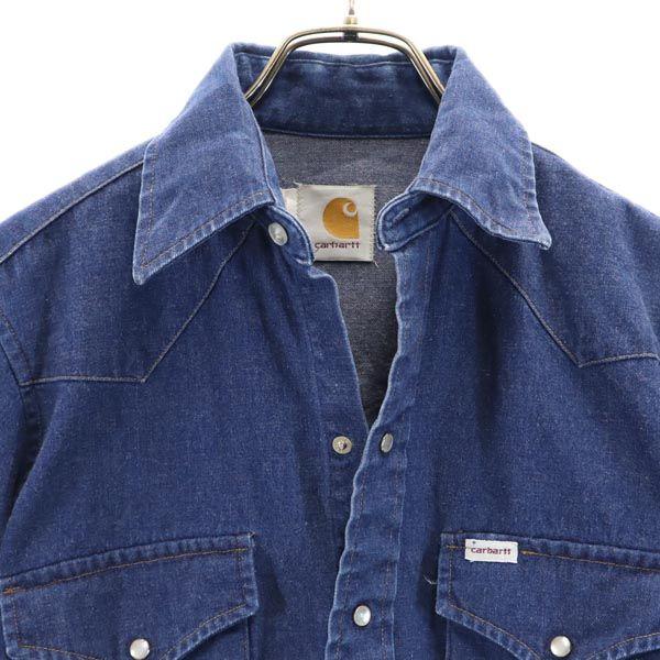 carhartt 80s Vintage Long Sleeve Denim Western Shirt 14 1/2 Men's Used