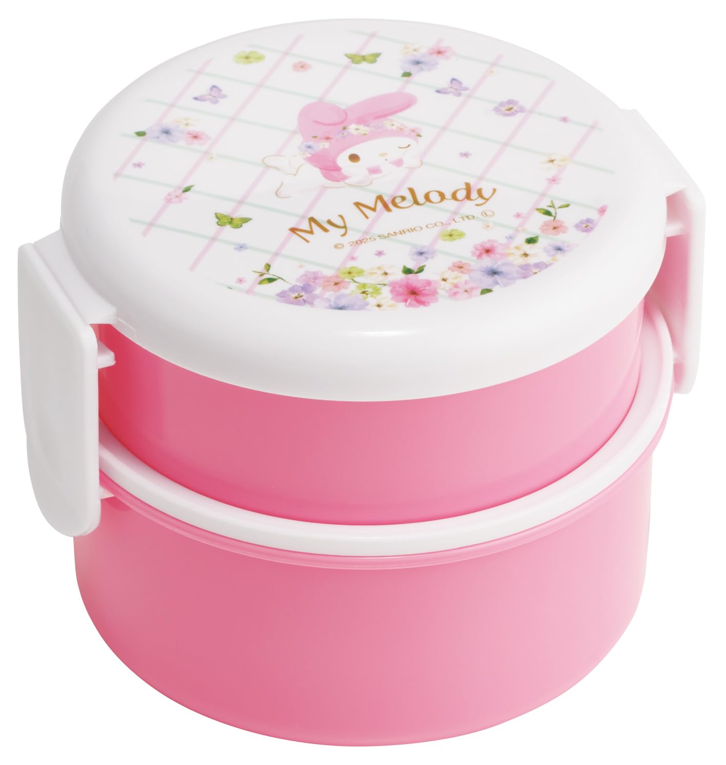 

Ланч-бокс для дівчат Skater Round, 500 мл, з принтом My Pastel Vivid Watercolor Floral від Sanrio, Двоярусний, з виделкою, Японія, Мелоді,