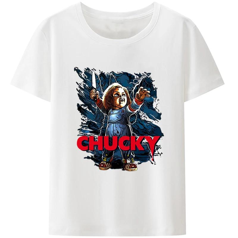 Horror Movie Chucky Cartoon Graphic T Shirts Hip Hop Short-sleev Fashion Tops Unisex Harajuku Casual Streetwear Camisetas