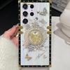 for Samsung Galaxy S25 Ultra Glitter Kickstand Case, Cute Luxury 3D Bling Sparkly Floral Diamond Butterfly with Ring Stand Elegant Shockproof Women