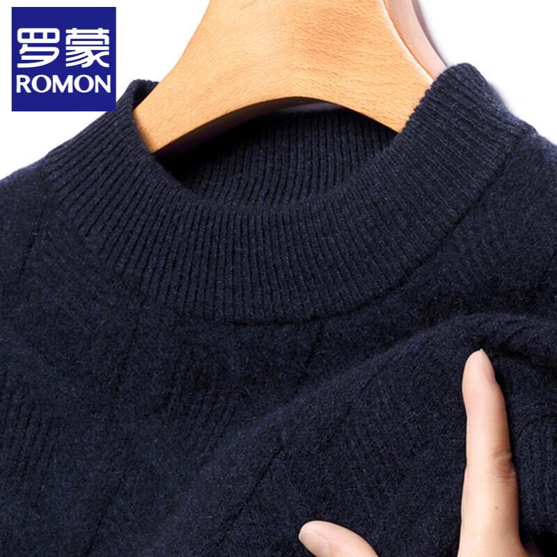 Romon Men s 100% Merino Wool Round Neck Sweater M