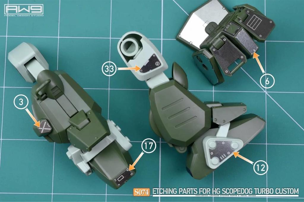 HG Armored Trooper Votoms Scope Dog Turbo Custom Modification Detail Up High Quality Metal Parts with Water Transfer Decals