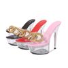 Fashion 15cm Stiletto Car Model Water Diamond Nightclub High Heels Sky-high Women's Shoes, Catwalk Pole Dancing Shoes Water