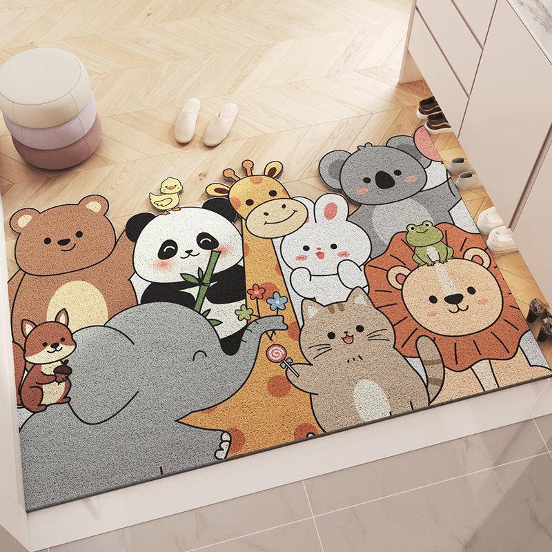 Adorable Cartoon Loop Pile Door Mat: Durable, Cuttable, and Dirt-Resistant Entryway Rug