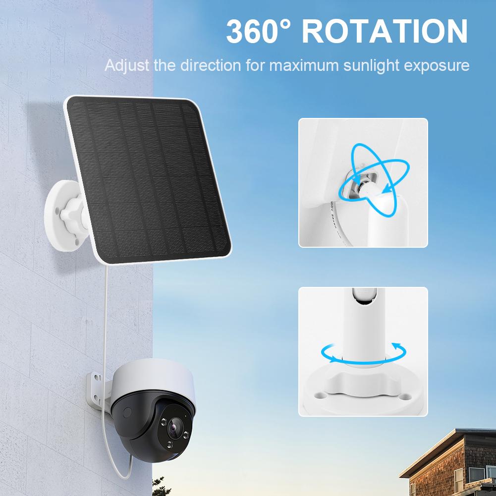 5V 6W Solar Panel IP65 Waterproof Solar Cell Panel Micro USB & USB-C Port 360°Adjustable Mounting for Eufycam 3/3C/2/2C/2 Pro