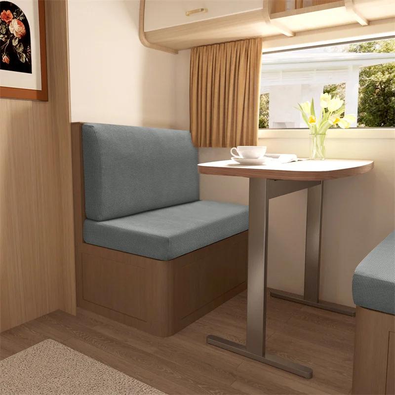 2pcs/set Polar Fleece RV Seat Cushions Covers Elastic Dinette Sofa Cover Stretch Adjustable Seat Slipcovers Camper Chair Covers