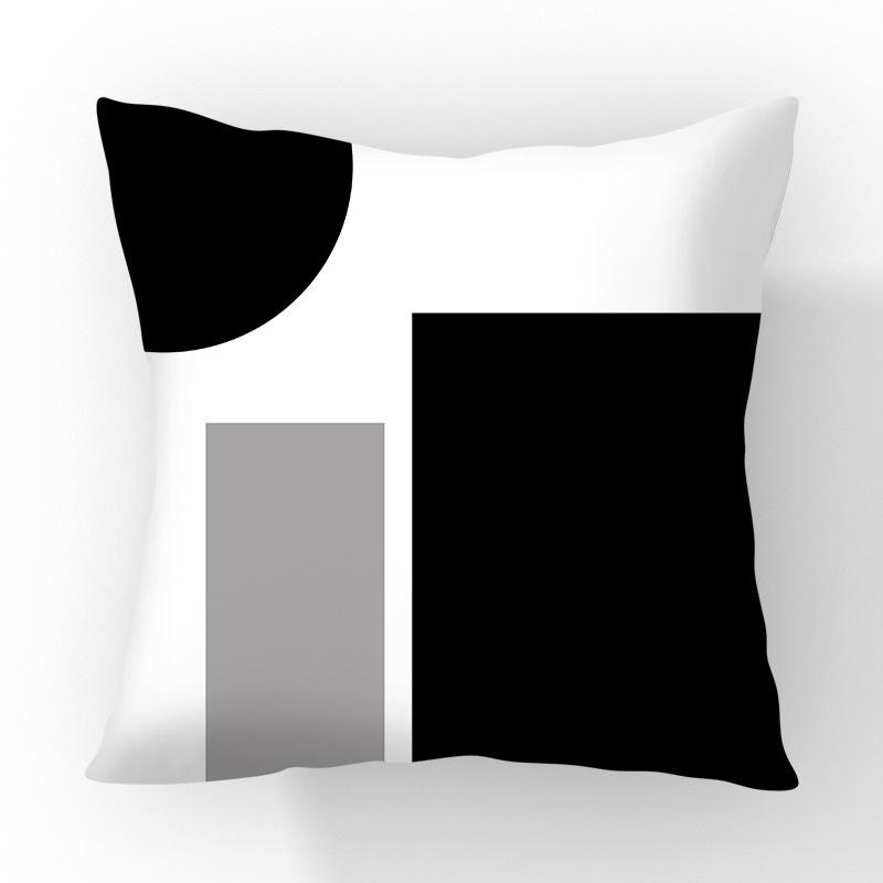 New Contrasting Color Pillow Geometric Pattern Stitching Black Pillow Case Living Room Sofa Cushion Car Pillow Case