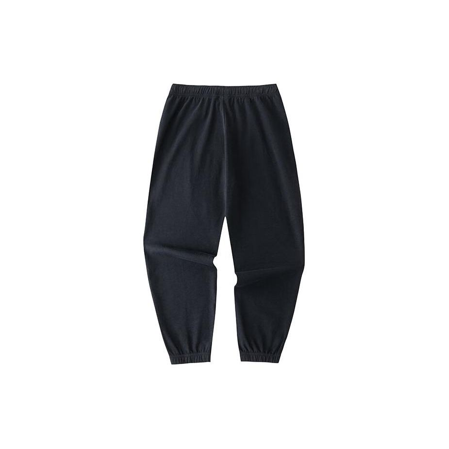 Anta Lifestyle Series Solid Color Mid Waist Tapered Nine Point Knitted Sports Pants Men Pants Basic-Black 152428323-2