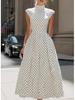 Elegante Vestito Senza Maniche a Pois Scollato con Cintura in Vita per la Primavera 2026, Stile Europeo e Americano.