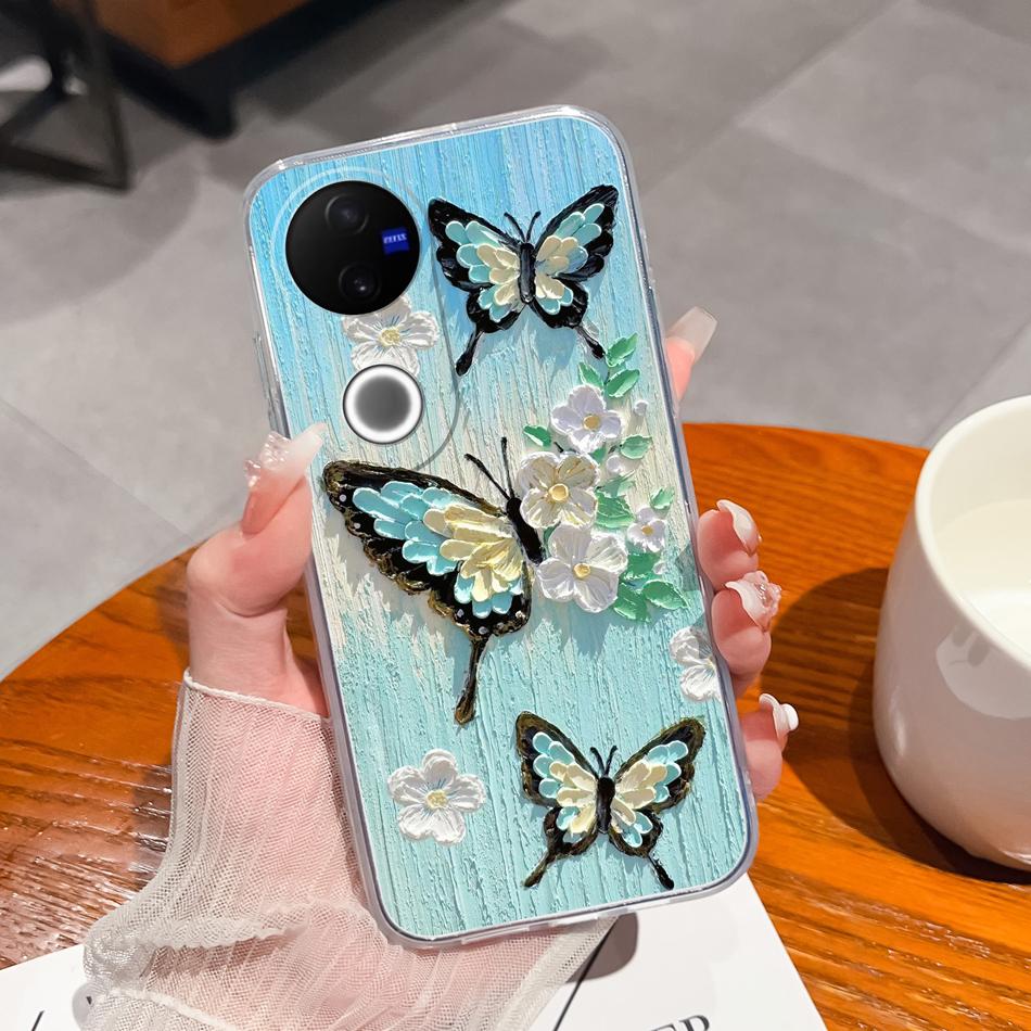 

Clear Case For Vivo V50 Lite Beauty Flowers Soft TPU Back Cover For Vivo V 50 Lightweight Silicone Shockproof Phone Housing Vivo V50