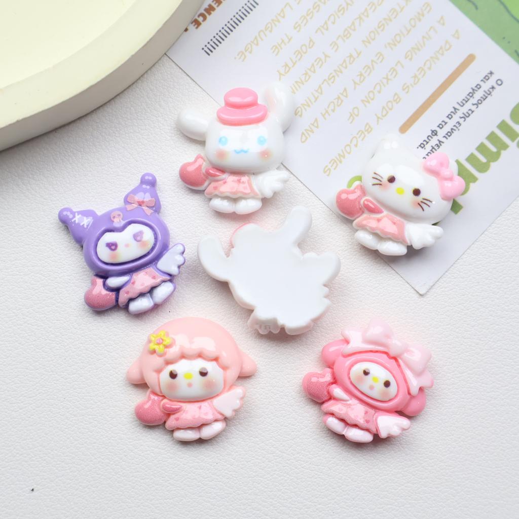 24/120PCS Cartoon DIY Resin Accessories, Heart-shaped Wings, Handmade Hair Clips, Phone Cases, Keychains, Jewelry Accessories