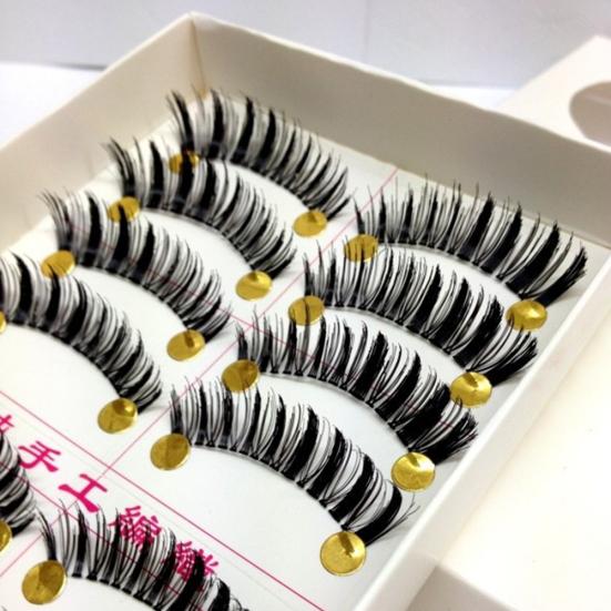 10 Pairs Thick Crossing Long Natural Looking Fake Eyelashes Make Up False Lashes