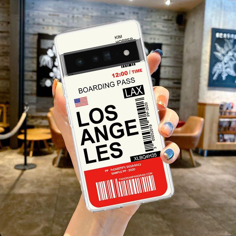 

World City Travel Ticket New York Phone Case For Google Pixel 9 Pro XL 8 7 6 Pro 8A 7A 6A 5 4 5A 4A 3A XL 5G Soft Clear Cover Pixel 9 Pro