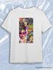 TeeSensation White Crew Neck Short Sleeve T-Shirt with Colorful Pop Art Collage Poster Print