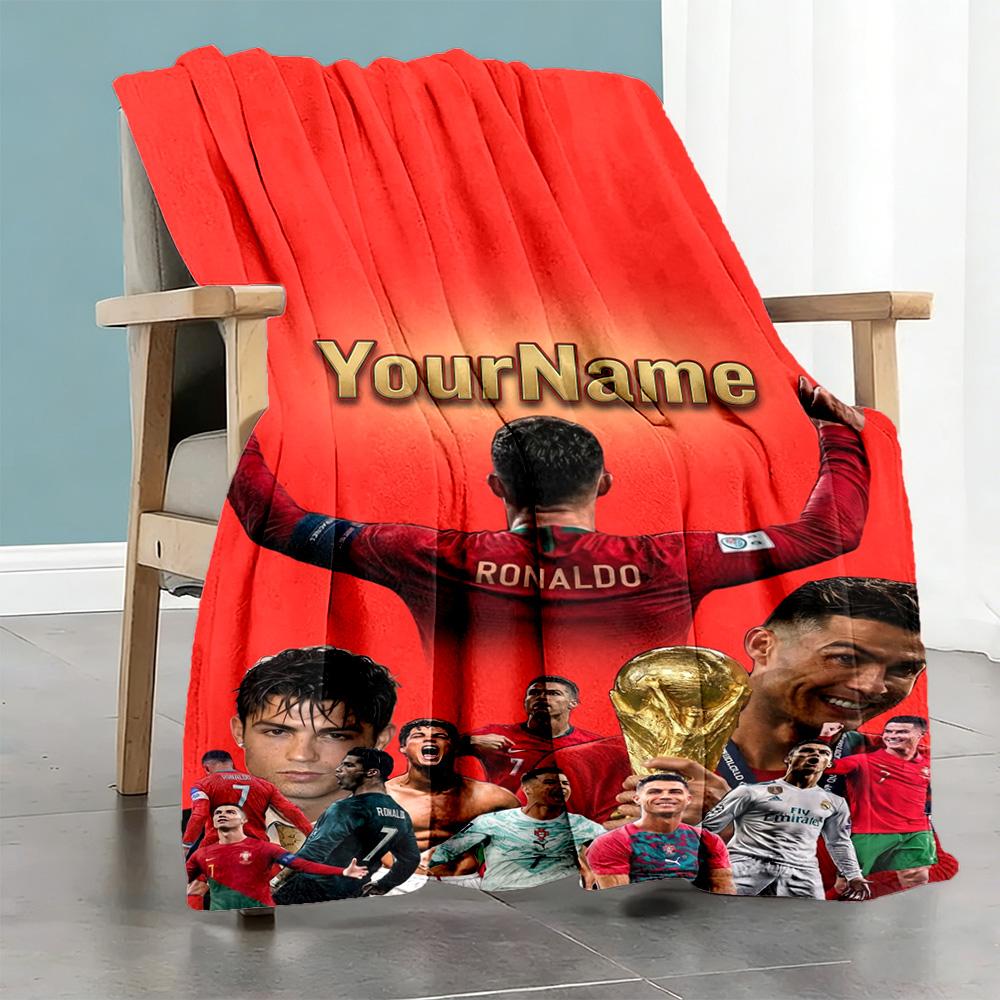 Cristiano Ronaldo Personalized Text Blanket Lightweight Personalized Blanket Warmthful Decor Suitable for Bedding Home Decor Picnics Nap