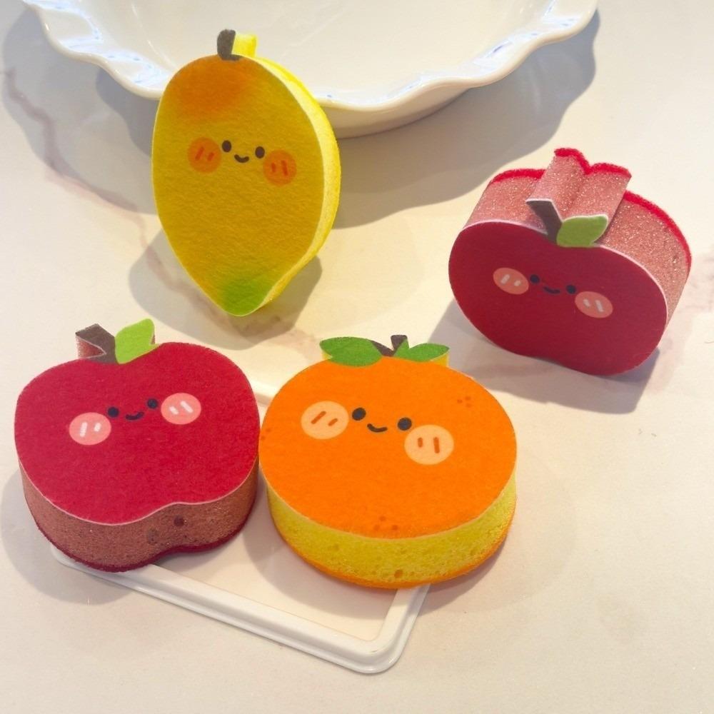 1PC Sponge Cleaner Magic Sponge Fruit Shaped Dishwashing Wipe Washcloth Kitchen Cleaning Tools