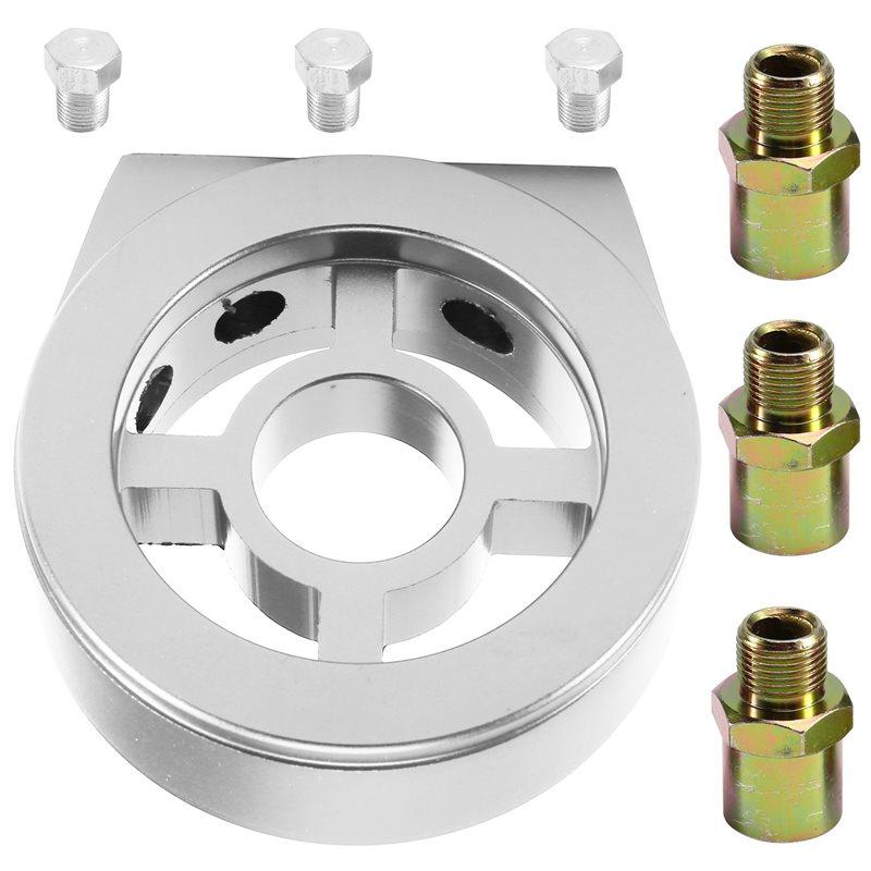 Oil Filter Cooler Sandwich Plate Adapter Universal Oil Sensor Adapter M18 M20 M22 3/4 With Connectors Silver