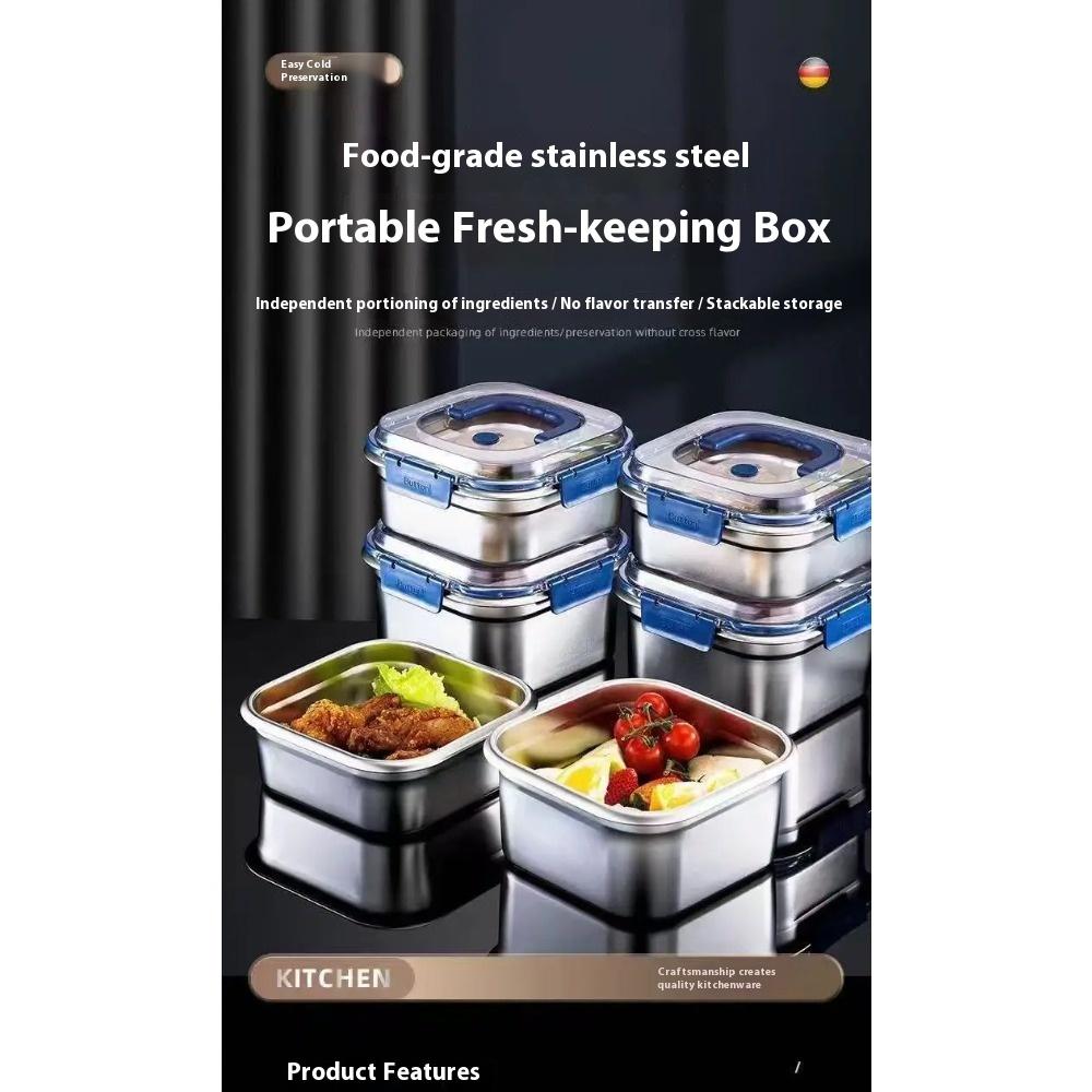 Thick Stainless Steel Food Preservation Box with Leak-proof Seal, Suitable for Microwave Ovens and Induction Cookers, Multi-func