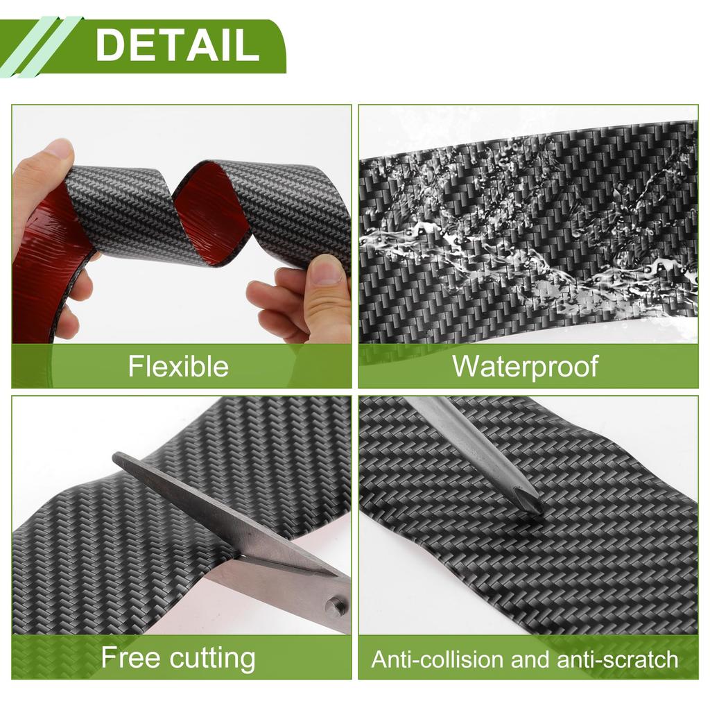 HOPESPANNER Universal 13ft x 2.76inch Car Side Skirt Protector Adjustable Side Edge Guard PVC 1PC Carbon Fiber Pattern Black