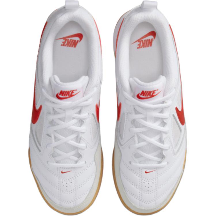 Nike Gato Collection Abrasion Resistant Low Top Kids' Soccer Shoes White Red Teenagers Sneakers HV9596-102