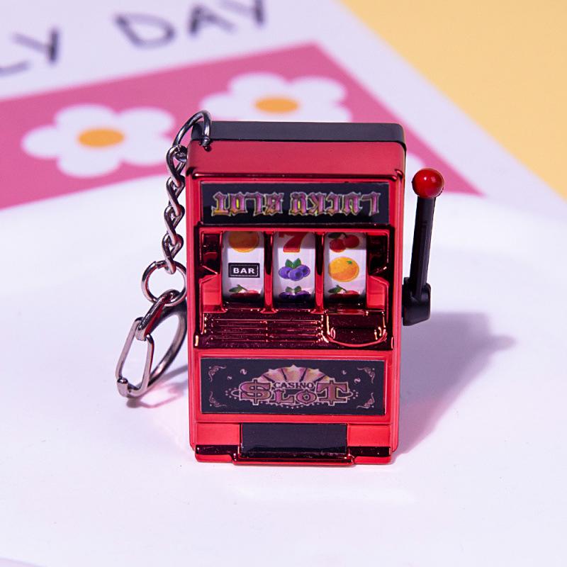 Mini Fruit Slot Machine Keychain: Novelty Digital Lottery Finger Toy Simulation