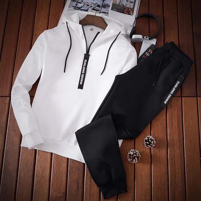 Autumn Tracksuit Men Autumn Winter Hooded Sweatshirt Drawstring Outfit Sportswear Male Suit Pullover Two Piece Set