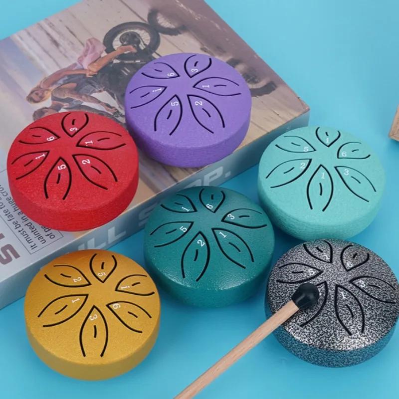 3-calowy 6-tonowy pusty bęben antykorozyjny dla dzieci początkujących do ćwiczeń Mini instrument terapia dźwiękiem metalowy stalowy bęben językowy instrumenty perkusyjne muzyczne