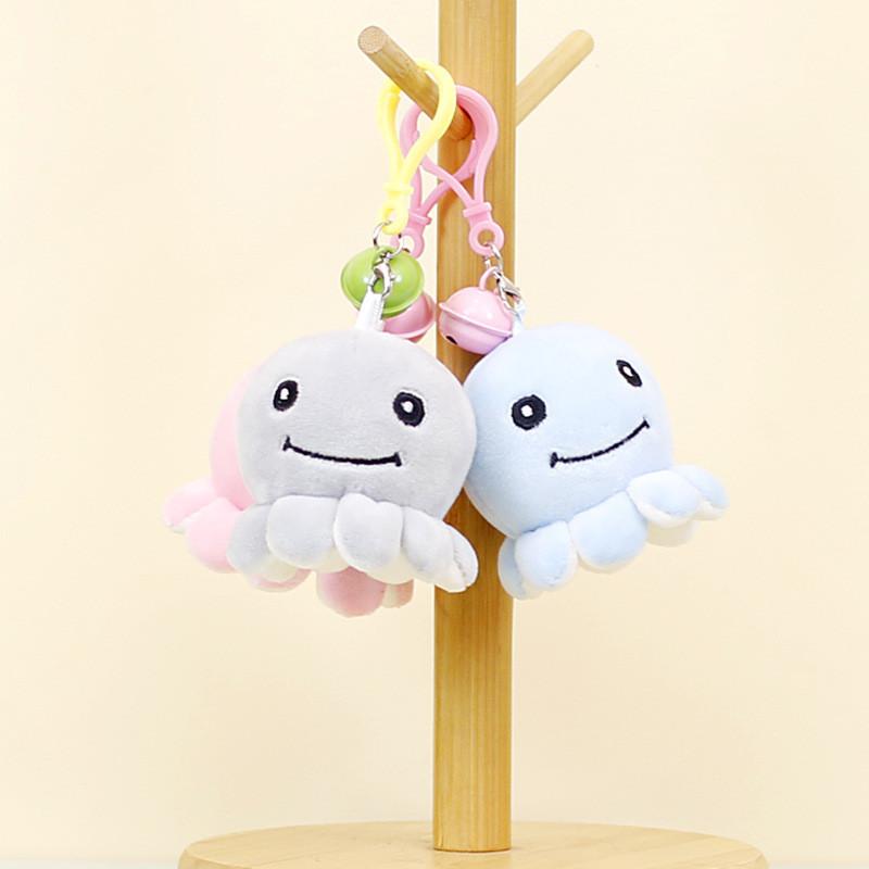 Cute Bell Octopus Plush Keychain Lovable Soft Stuffed Animal For Bags And Backpacks
