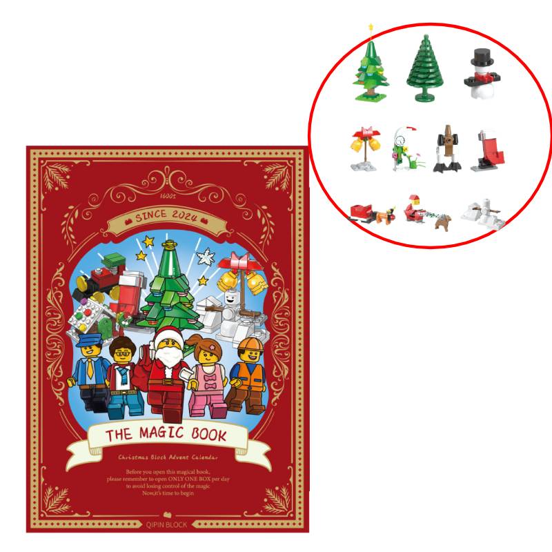 

Block Christmas Building Blind Box Book Assembly Toy Puzzle Santa Gift Xmas красный