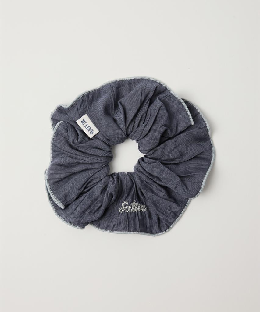 Satur (W) Wrinkle Color Block Scrunchie Charcoal