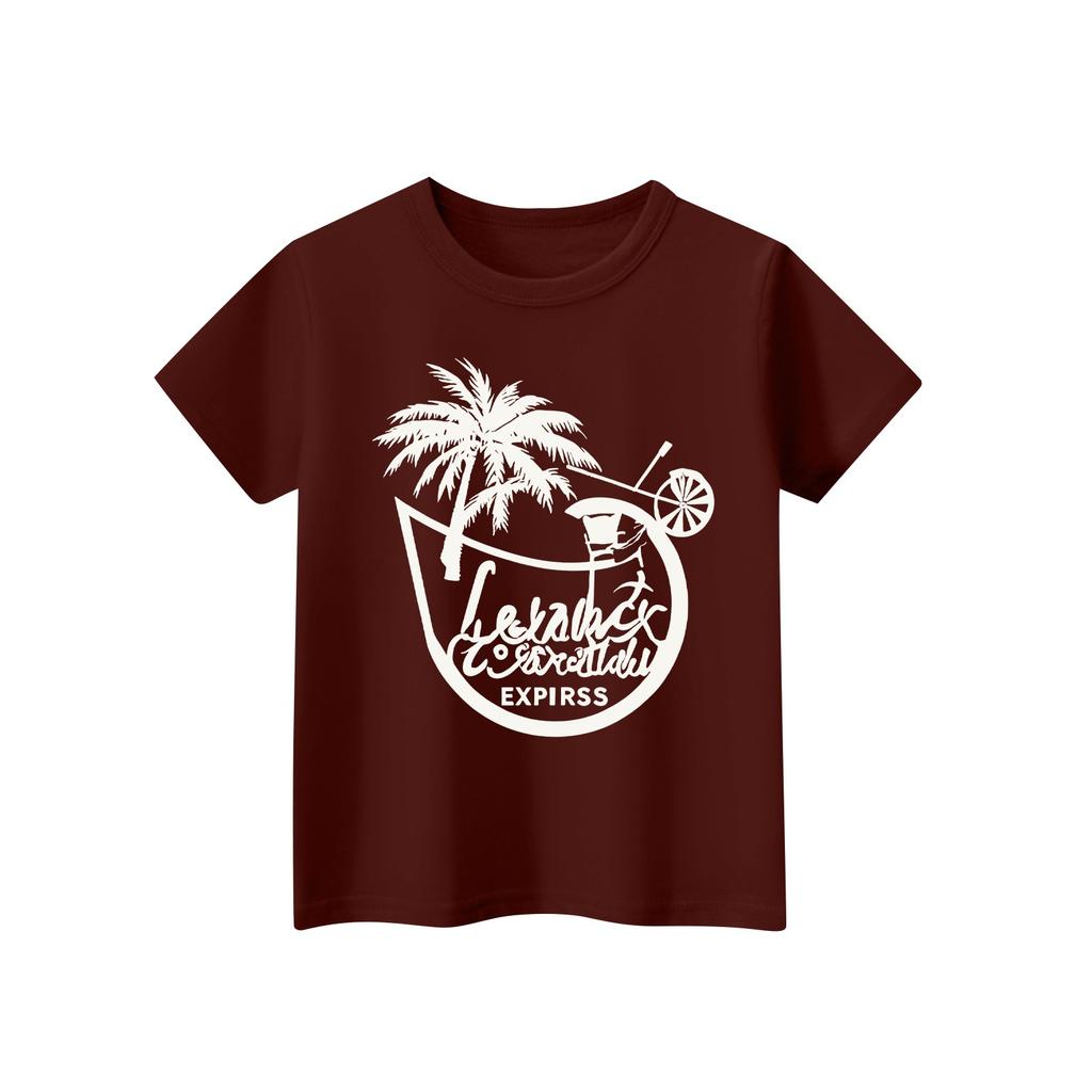 Maglietta a maniche corte con scollo a V per bambini, con stampa animalier, casual, da indossare tutti i giorni