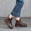 Johnature Versatile Thick Soled Genuine Leather Short Boots Side Zipper Autumn/winter Retro Women's Flat Platform Shoes