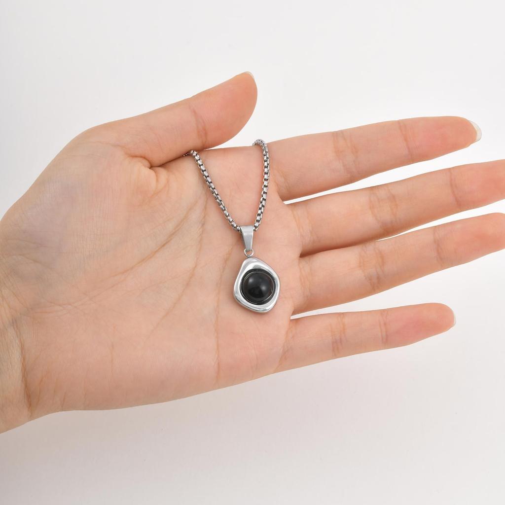 Accessories Men'S Stainless Steel All-Light Irregular Natural Tiger'S Eye Stone Agate Stone Pendant Necklace Pn-2189