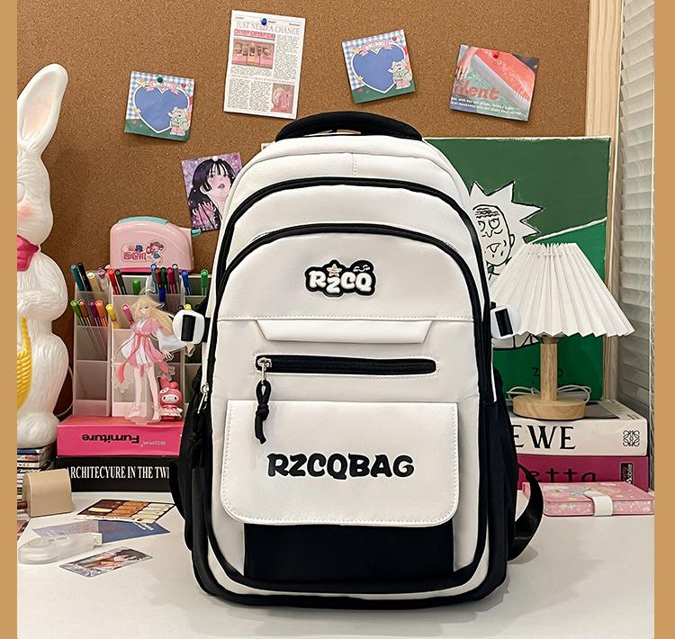 

School bag High value contrasting color school bag Female junior high school students Large capacity backpack High school students Reduce the burden чорний