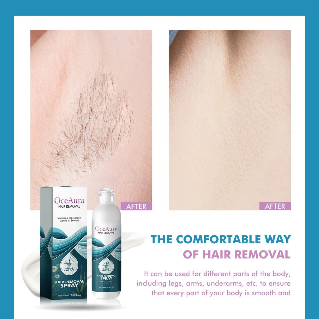 Hair Removal Spray Painless Hair Growth Inhibitor Leg Arm Armpit Permanent Depilatory Non-Irritating Formula Smooth Skin Care