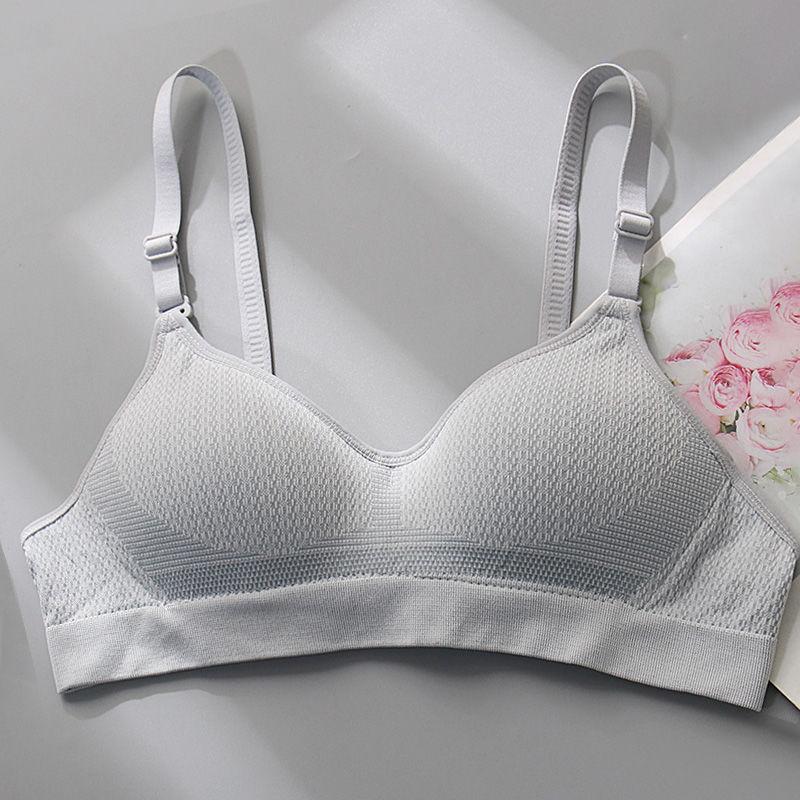 

Женский летний тонкий бесшовный бюстгальтер в этническом стиле, удобное дышащее нижнее белье для контроля боковых косточек для женщин среднего и пожилого возраста 38/85 серый