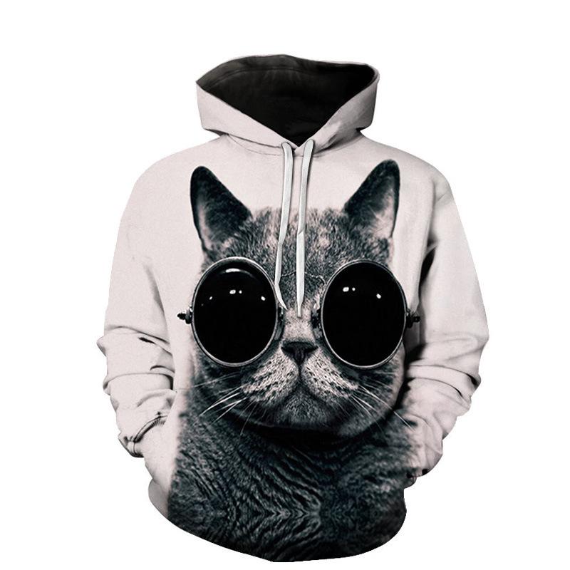 Autumn Cute Cat Pattern 3D Printed Hoodies Fashionable Casual Sports Long Sleeved Men's Hooded Sweatshirts