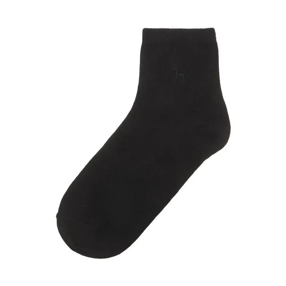 HISS5E220BK_Women's Black Puppy Embroidery Cotton Ankle Socks 3-Piece Set