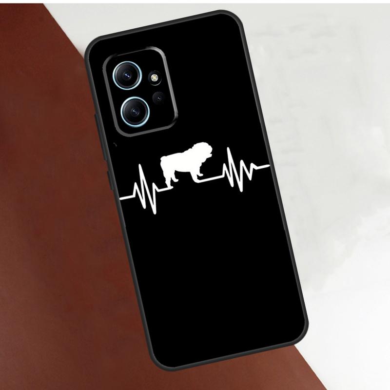 English Bulldog Heartbeat Case For Xiaomi Redmi Note 10 Pro 8 9 11 12 Pro 9S 10S 11S 12S Cover For Redmi 12 9 10 C