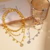 Three-piece Diamond-encrusted Multi-layer Geometric Round Sequined Necklace Necklace