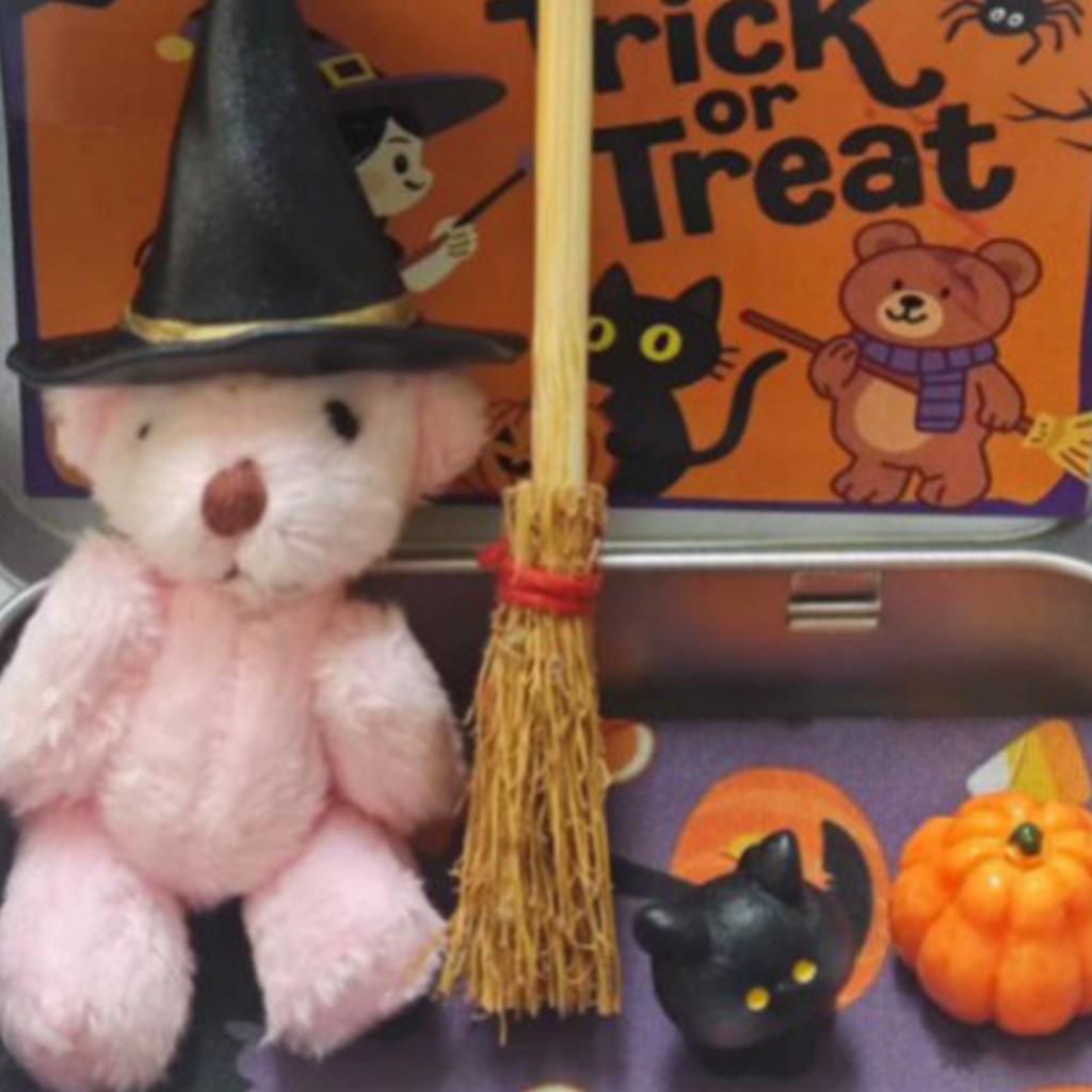 Miniature Witcher with Witch Blanket Broom Cape Pumpkins Cats Teddy Gift Box Surprise Gift Box Halloween Fillers Gifts Party