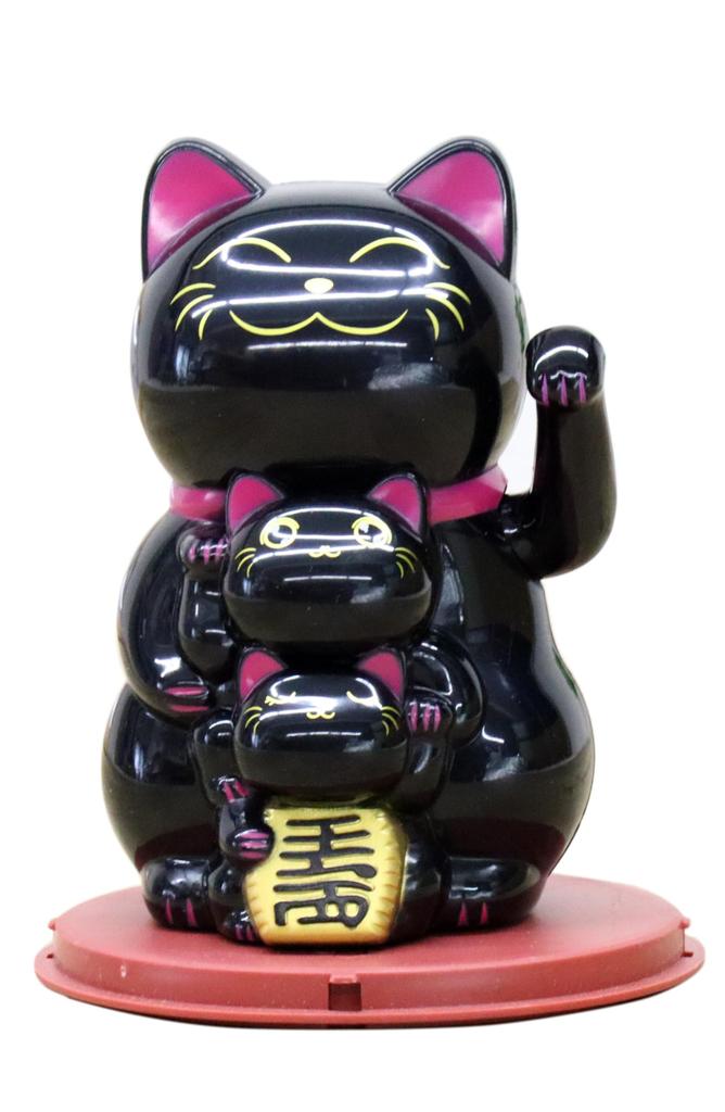 Castle Enterprises Parent and Child Waving Articulating Bulk a Delightful Japanese Souvenir for Comes in a Clear Case Maneki-neko (Black)