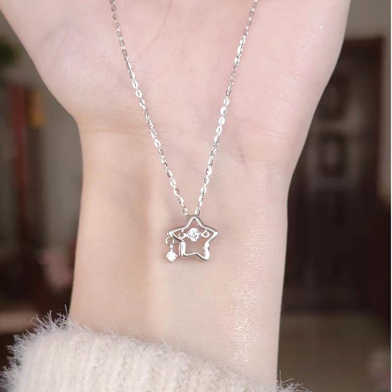 

925 Silver Heart Pendant Necklace with Cubic Zirconia - Star Design Romantic Jewelry for Women Valentine s Day Gift 925