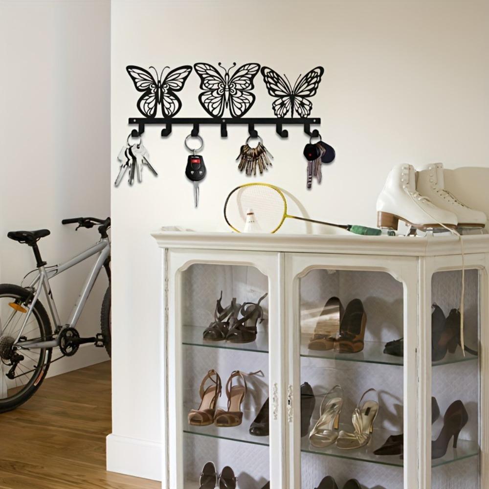 Modern Metal Butterfly Key Holder Vintage Wall Mount Entryway Organizer Holiday Home Decor Gift