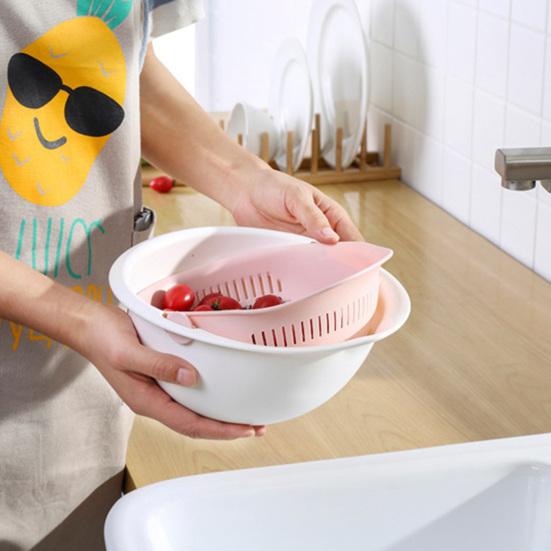 Drain Basket 360 Degree Free Rotation Detachable Double Layer Fruit Vegetable Drain Colander for Home