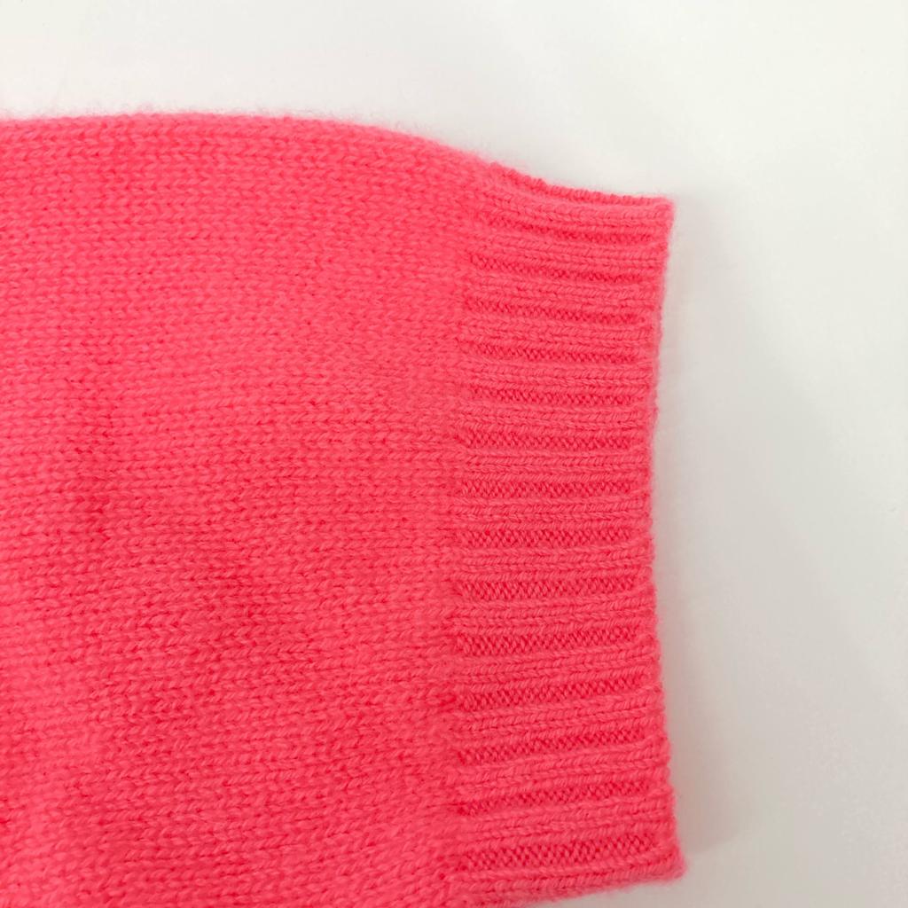 MAISON CARREE MC-07-08 Pink cashmere100 Raglan sleeve mini knit pullover tops F pinkUsed
