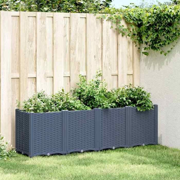 VidaXL Jardinière, Pot de Fleurs, Bac à Fleurs, Pot à Plantes, Boîte à Fleurs Jardin Terrasse Patio Extérieur, Bleu Gris 367856