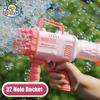 Non-Toxic 32 Hole Bubbles Gun Kids Toy Rocket Soap Bubble Machine Guns Automatic Blower Portable Pomperos With Light Toy For Children Gift