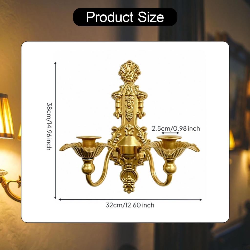 Iron Wall Candle Holder, Minimalist Vintage Design Gold Candlestick, Metal